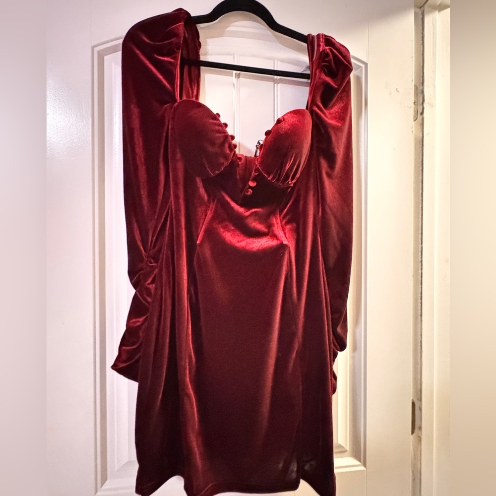 Fashion Nova Deep Red Velvet Dress
